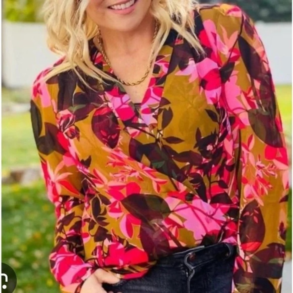 CABI Womens Mia Blouse 4251 Floral 2 Piece Shirt Blouse - Sz Small